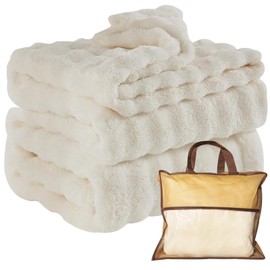 SOFTRABBITS Fleece Blanket Throw Blanket for Couch Bed Blanket Lightweight Flannel Blanket Bubble Blanket for Sofa, Couch, Bed, Camping, Travel All Season (White, 40" x 60",1lb)