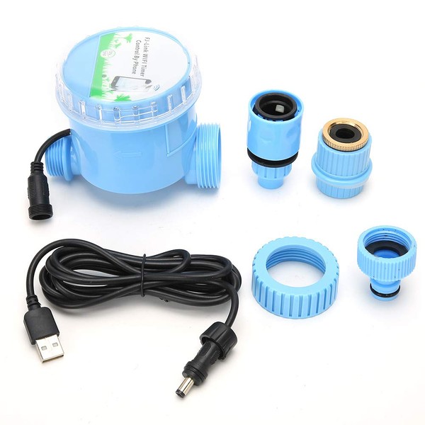 Automatic Watering Timer, Irrigation Controller, Automatic, Wi-Fi Connection, Smartphone Control, Electronic Control Timer, Within 328.4 ft (100 m), USB Cable Included, Suitable for Home Gardens, Agricultural Production, Public Green Areas, Garden and Ga