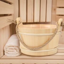 Sauna Bucket and Ladle Set, Wooden Sauna Bucket Sauna Accessories, LuxurySauna Wood Bucket Kit 1 Gallon (4 Liters) for Sauna Steam Room Indoor Outdoor