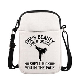 TOBGBE Karate Gift Taekwondo Zipper Crossbody Bag Martial Arts Gift Jiu Jitsu Lover Decor Taekwondo Game Gift (Face Crossbody)