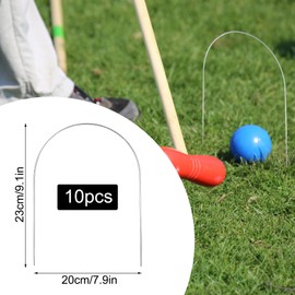 FMOACEN 10 PCS Croquet Wickets Replacement Croquet Metal Croquet Hoops Arched Wickets Rplacement Galvanized for Family Lawn Backyard Outdoor Game 9 * 7.8inch