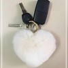 APOSITV Fur Heart Charm Key Chain Mokomoko Fur Pom Pom