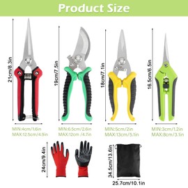 6 Pack Garden Pruning Shears Set, Secateurs Pruning Scissors with Gloves and Storage Bag, Gardening Stainless Steel Hand Tools Clippers for Branches Plants