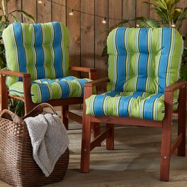 Greendale Home Fashions Outdoor Seat/Back Chair Cushion, 2 Count (Pack of 1), Belize Stripe