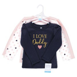 Hudson Baby Unisex Baby Long Sleeve T-Shirts, Girl Daddy Pink Navy, 6-12 Months