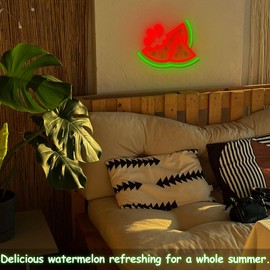 Watermelon Neon Sign for Wall Decor, UV Print Summer Watermelon Neon Lights, Vibrant Fruit Themed Neon LED Signs for Kids Room, Bedroom, Restaurant, Bar, Club, Fruit Shop, Birthday Party