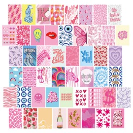 Haoran Preppy Room Decor Wall Collage Kit, 4 * 6inch Aesthetic Dorm Decorations for Teen Girls and Adults, Trendy Pink Photo Collage Kit, Cute Posters for Room Aesthetic, C04-P