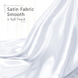 Entisn White Satin Fabric by The Yard, Silky Fabric 60 Inch Charmeuse Satin Fabric, Soft Cloth Fabric for Wedding Decor, DIY Crafts, Napkins, Bridal Dress, Sewing(10 Yards)