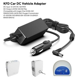 KFD DC Adapter for Inogen Rove 6 Inogen One G5 BA-501 MANGO120S-24CB-ING Oxygo Next Oxygen Concentrator Car Charger BA-503 BA-500 BA-516 24V 5A 120W DC Converter 12V-24V Vehicle Power Supply Cord
