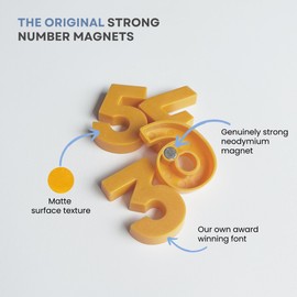 Wordbits 30pcs Magnetic Numbers - Strong Neodymium Magnetic Numbers for Fridge - Award Winning Typeface, Eco-Friendly, Matt Finish for Homes & Offices (Mustard)