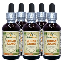 Chuan Xiong (Rhizoma Ligustici Chuanxiong) Tincture, Dried Root Liquid Extract (Brand Name: HerbalTerra, Proudly Made in USA) 5x2 fl.oz (5x60 ml)