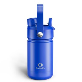 Kids Insulated Water Bottle with Straw - 12oz Stainless Steel Water Bottle with Dual Spouts, Leak-Proof, BPA-Free, Double Wall Vacuum Keeps Cold for 24 Hours for Sports, Travel, School (Royal Blue)