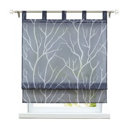 Eslir Roman Blind with Loops, Roman Shade for Kitchen, Transparent Loop-Top Roller Blind, Modern Curtains, Grey, WxH 100x140 cm, Pack of 1