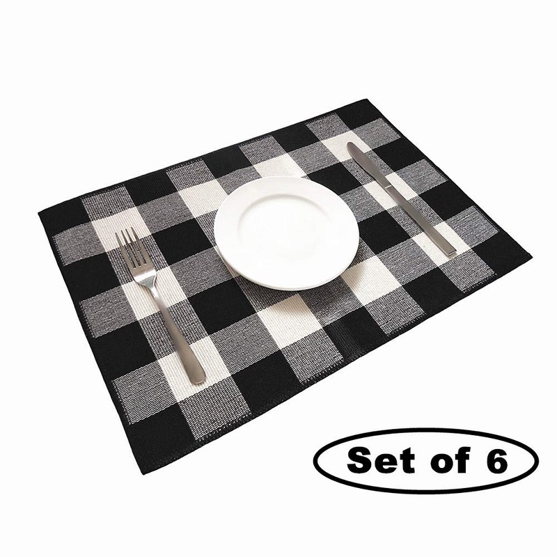 Levinis Reversible Placemats for Dining Table Set of 6- Washable
