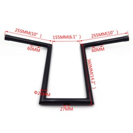 SMT- Black Z Bar 12 Inch Rise Handlebars Compatible With Harley Softail Dyna Sportster Bobber Chopper