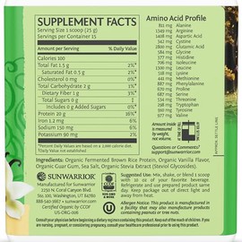 SUNWARRIOR Organic Classic Vanilla Protein, 13.2 OZ