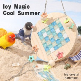 NUZZLENOOK Natural Log Cooling Hammock Designed for Small and Medium-Sized Parrots Customized Log Chassis + Natural Stone Cooling pad to Cool Down Summer Heat