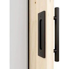 WOLFBIRD 24 cm Barn Door Handle, Sliding Door Pull Handle, Black Door Handle, Sliding Door Handle, Double-Sided Handle for One Wooden Door