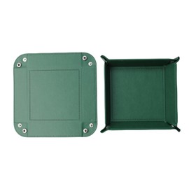 siduater Valet Tray Desktop Storage Organizer – Vegan Leather Catchall Tray Bedside Vanity Tray Nightstand Caddy Holder for Remote Controller, Watch, Keys, Phone, Wallet, Coin, Jewelry, Midnight Green