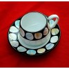 Deruta Ceramic Majolica Pietra Tea Cup & Saucer Black