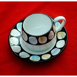 Deruta Ceramic Majolica Pietra Tea Cup & Saucer Black