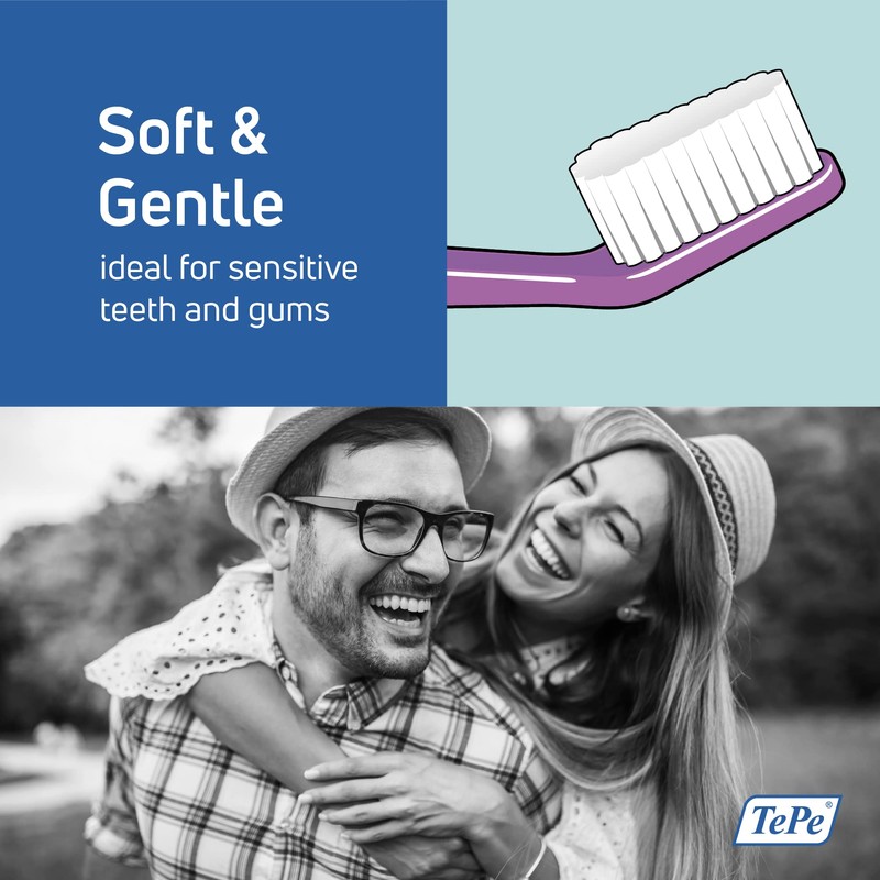 TePe Select Soft Toothbrush, Adult Soft-Bristle Toothbrush with Tapered Head