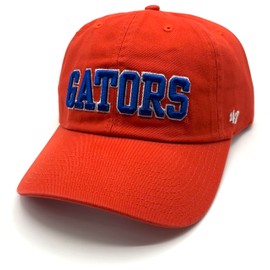 47 University Florida Classic Clean Up Hat Adjustable Relaxed Fit Embroidered Gators Team Logo Solid Cap, Orange