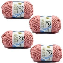 4Pcs Milk Cotton Knitting Yarn Soft Cotton Yarn for Crochet Projects (Coral)