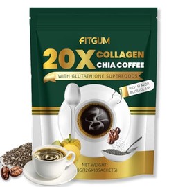20X Collagen Chia 𝐂𝐨𝐟𝐟𝐞𝐞, 11 in 1 Shape 𝐂𝐨𝐟𝐟𝐞𝐞 Mix with Collagen & Chia Seeds, Goji Berry, 10 Sachets x 12g