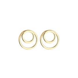 Elli Women's Stud Earrings Double Circle Basic in 925 Sterling Silver, Facet cut, None