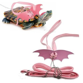 hokable Turtle Harness and Leash with Wings- Harness Strap Chest Collar Adjustable Rope Walking for Turtle Reptile(Pink L