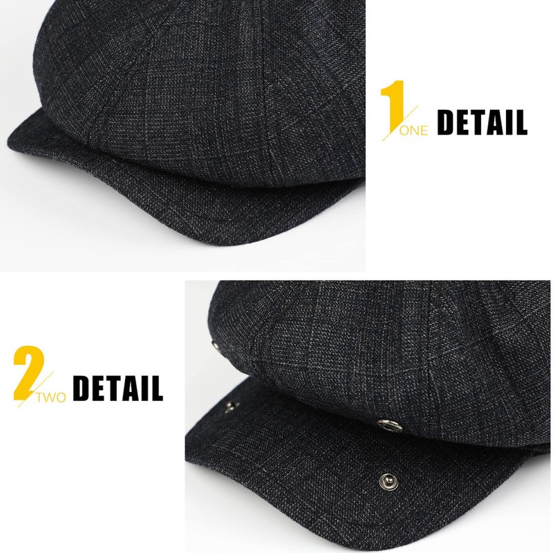 Superora Men's Flat Cap Herringbone Tweed Newsboy Cap Herringbone, navy