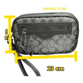 Neceser Cosmetiquera Unisex Sobaquera Con Cierre Y Muñequera Gris Claro Sintético