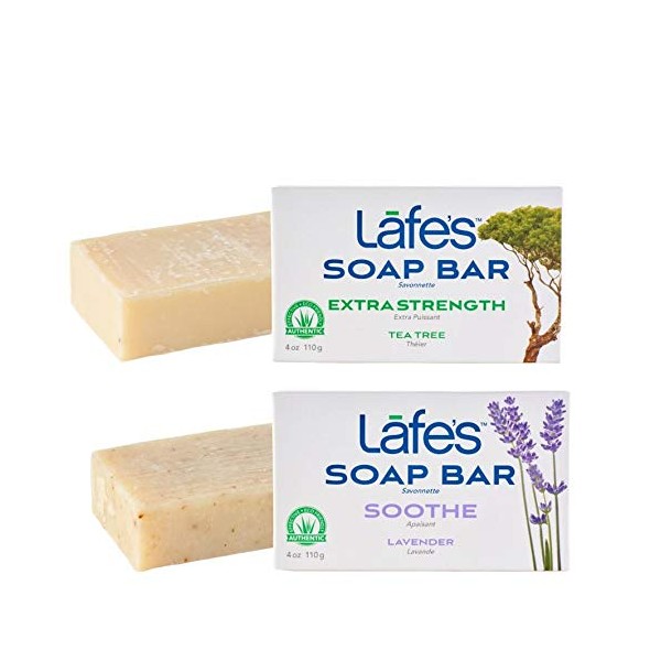 Lafe's Natural Body Care | Bar Soap Sampler Pack - Soothe & Extra Strength | Cold Pressed, Vegan, Nourishing Bar Soap; 2 Pack (4oz each)