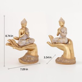 Estatua de Buda para decoración del hogar, oro de 8.7 pulgadas, estatuas de Buda para decoración Zen, estatua de Buda grande para decoración espiritual de Buda para sala de estar, Buda, regalo de Buda