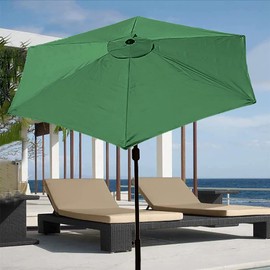 TIUTIU 6 Ribs Parasol Replacement Canopy Cover Outdoor Market Table Umbrella Canopy Anti-Ultraviolet Umbrella Replacement Fabric, 2 m/2.7 m/3 m (2.7 m/8.9 ft, Green)