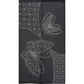 Noren 95112 Japanese Style, Stylish, Japanese Modern Tapestry, Blindfold, Noren Curtain, Half Noren, Sashiko Style, Butterfly, Width 33.5 inches (85 cm), Length 59.1 inches (150 cm), Special Japanese Pattern