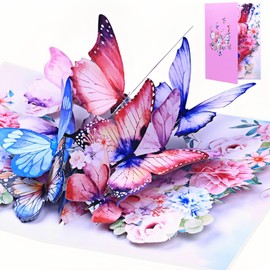 SVNXI Greeting Cards with Envelopes, Pop-up Style,Butterfly Card for Mother's Day Valentines Day birthday Thinking of You Card for Wife,Girlfriend (Cute Butterflies)
