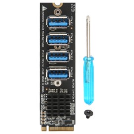 M.2 to PCIe Expansion Card PCIE 4 Ports Strong Anti Interference Stable Transmission M.2 to Pcie 4 Port