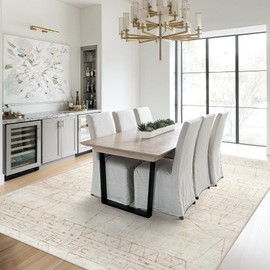 Area Rug Living Room Washable Rug：6x9 Large Modern Abstract Non-Slip Indoor Thin Low Pile Carpet for Living Room Bedroom Dining Room Office Farmhouse Decor Beige