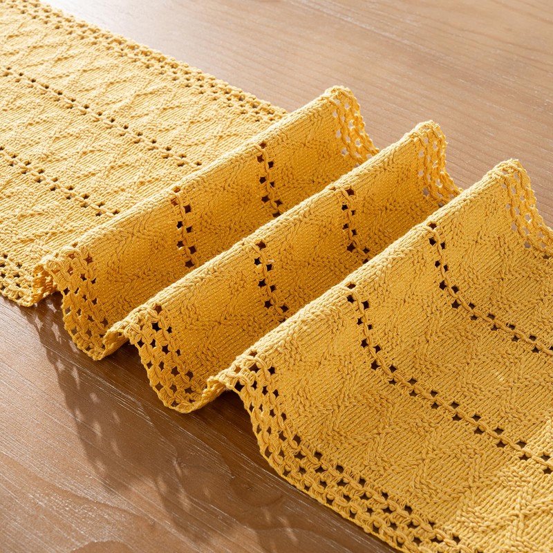 Table Runner Yellow 12 x 71 Inches Boho Farmhouse Rustic