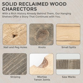 Dreamland Floating Shelves, 7.5 Inch Deep Rustic Solid Reclaimed Wood Wall Shelves for Storage, Wall Mounted Display Shelving with Invisible Heavy-Duty Metal Bracket, 24 Inch Width Set of 2, Natural