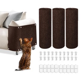 Cat Scratch Mat, 3PCS 39.4"x11.9" DIY Trimmable Self-Adhesive Cats Scratching Mat, Couch Protector from Cats Claw, Cat Scratch Furniture Protector Or Couch Protector (Brown)