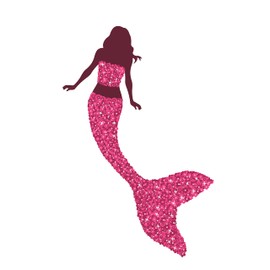 MERMAID - Removable Kids Nursery Bedroom Mermaid Decor Half Human Half Fish Aquatic Creature Design Vinyl Wall Decal Sticker - Home Living Room Floral Top & Fish Tail Wall Decoration 6" x 10"