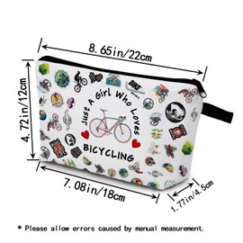 YULUENZE Just Love Bicycling Makeup Bag Bicycle Organizer Bag Toiletry Pouch with Zipper Bike Merchandise Bicycling Cosmetic Bag for Women Cyclists Bicycling Lovers Fans