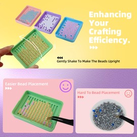 2.6mm Fuse Beads Picking Trays with Storage Box, Efficient Line-Up Tools, Melty Bead Aligner, Iron Bead Sorting Trays, Bead Counter, Fuse Beads Accessories Kits Including 4 Trays,1 Spoon,1 Storage