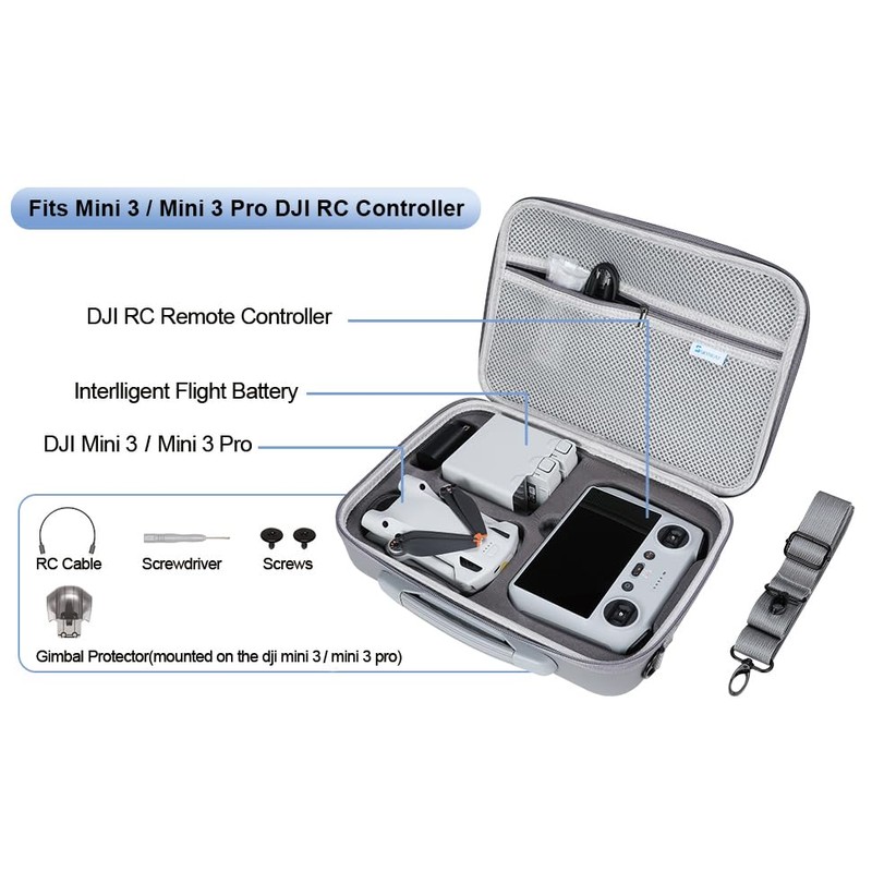 SKYREAT Mini 3/Mini 3 Pro RC Case,Portable PU Leather Storage