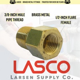 LASCO 17-6787 1/2-Inch Female Flare by 3/8-Inch Male Pipe Thread Brass Adapter