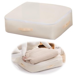 Neyared Ultra Space Saving Self Compression Organizer, Heavy Duty Moving Compression Organiser Bag with Zipper (Beige)