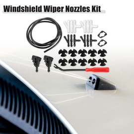 ACROPIX Front Windshield Washer Nozzle Kit Fit for Dodge for RAM for Dodge Charger with 2M Hose and Hose Connectors - Pack of 26 Black